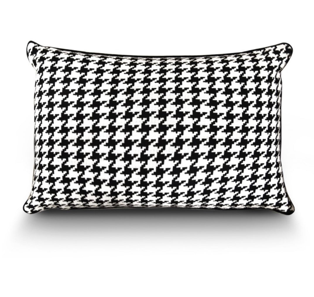 Black and White Houndstooth Cushion Cover