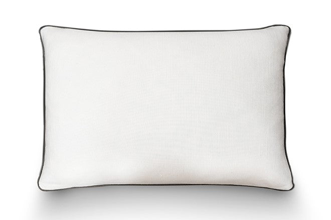 White Linen Cushion with Black Piping