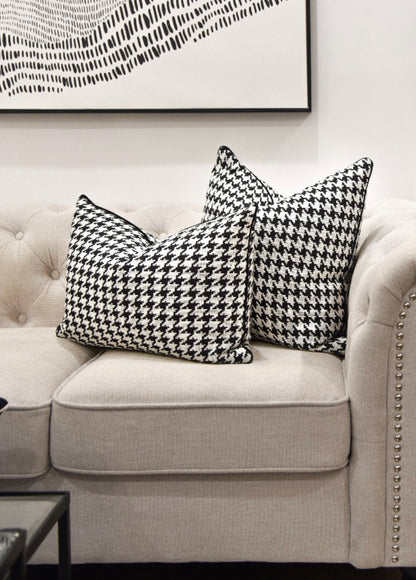 Black and White Houndstooth Cushion Cover