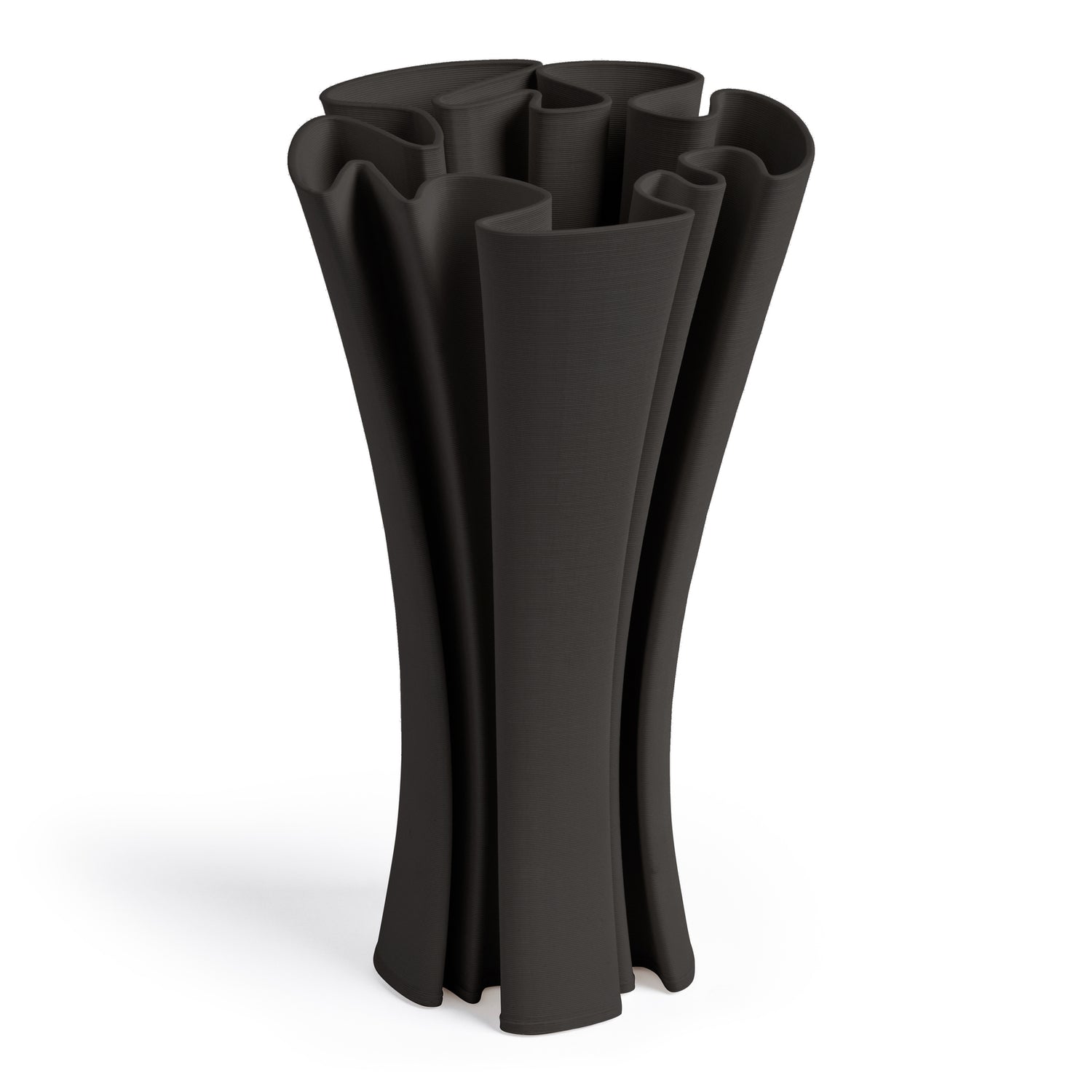 A large vase with folded texture all around