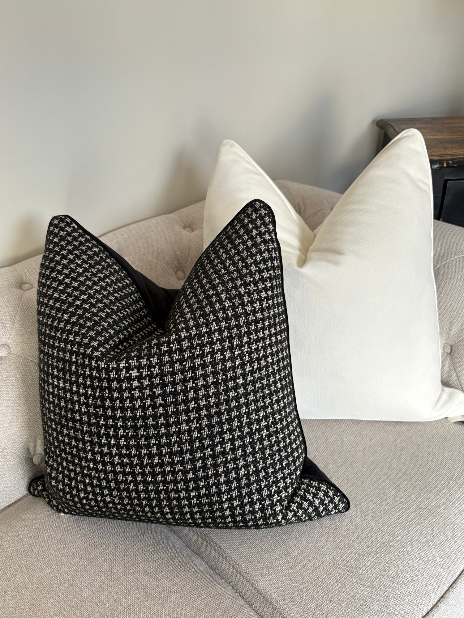 Black &amp; White Patterned Cushion Cover