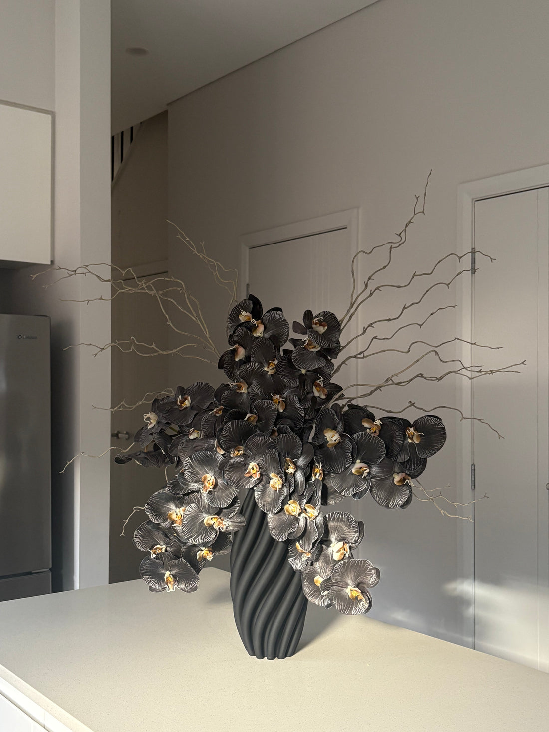 Black Artificial Orchid Arrangement with Vase Modern Luxury Design