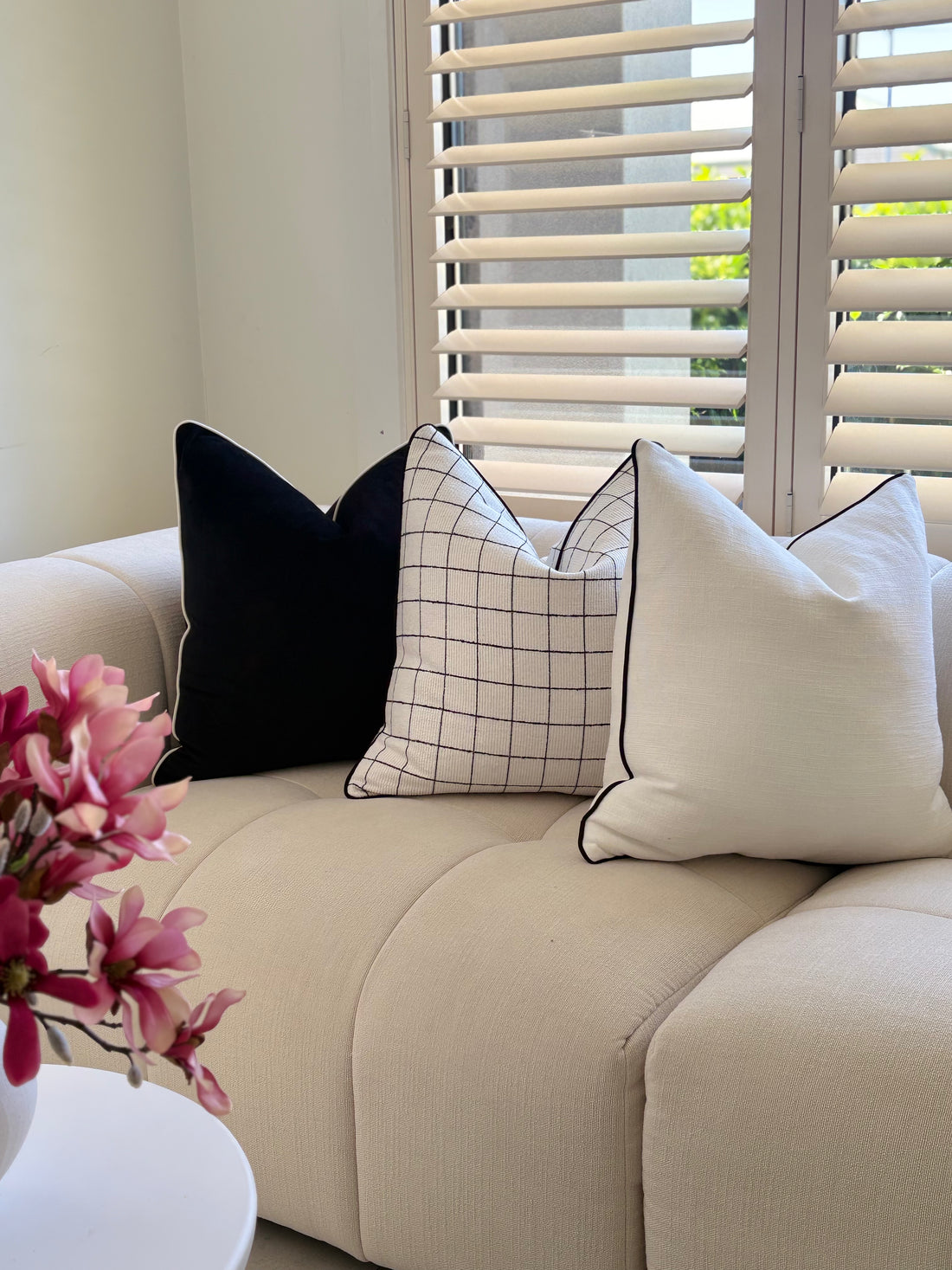 White Grid Cushion