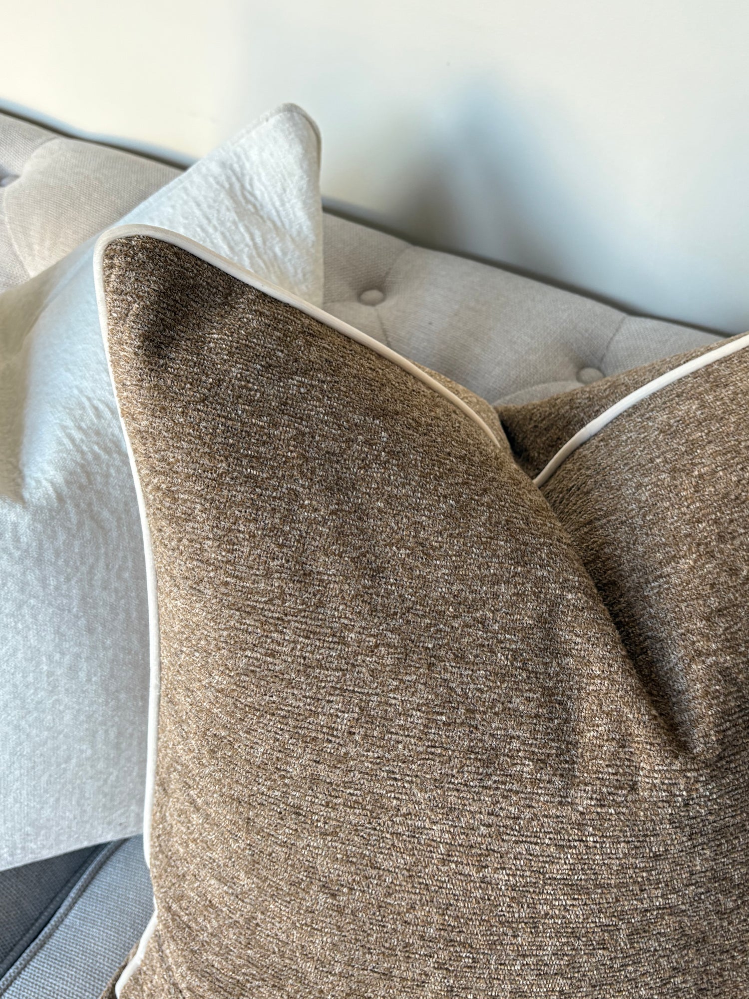 Brown Cushion with Neutral Piping