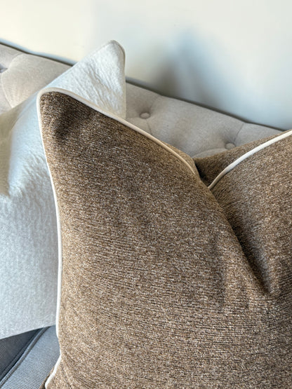 Brown Cushion with Neutral Piping