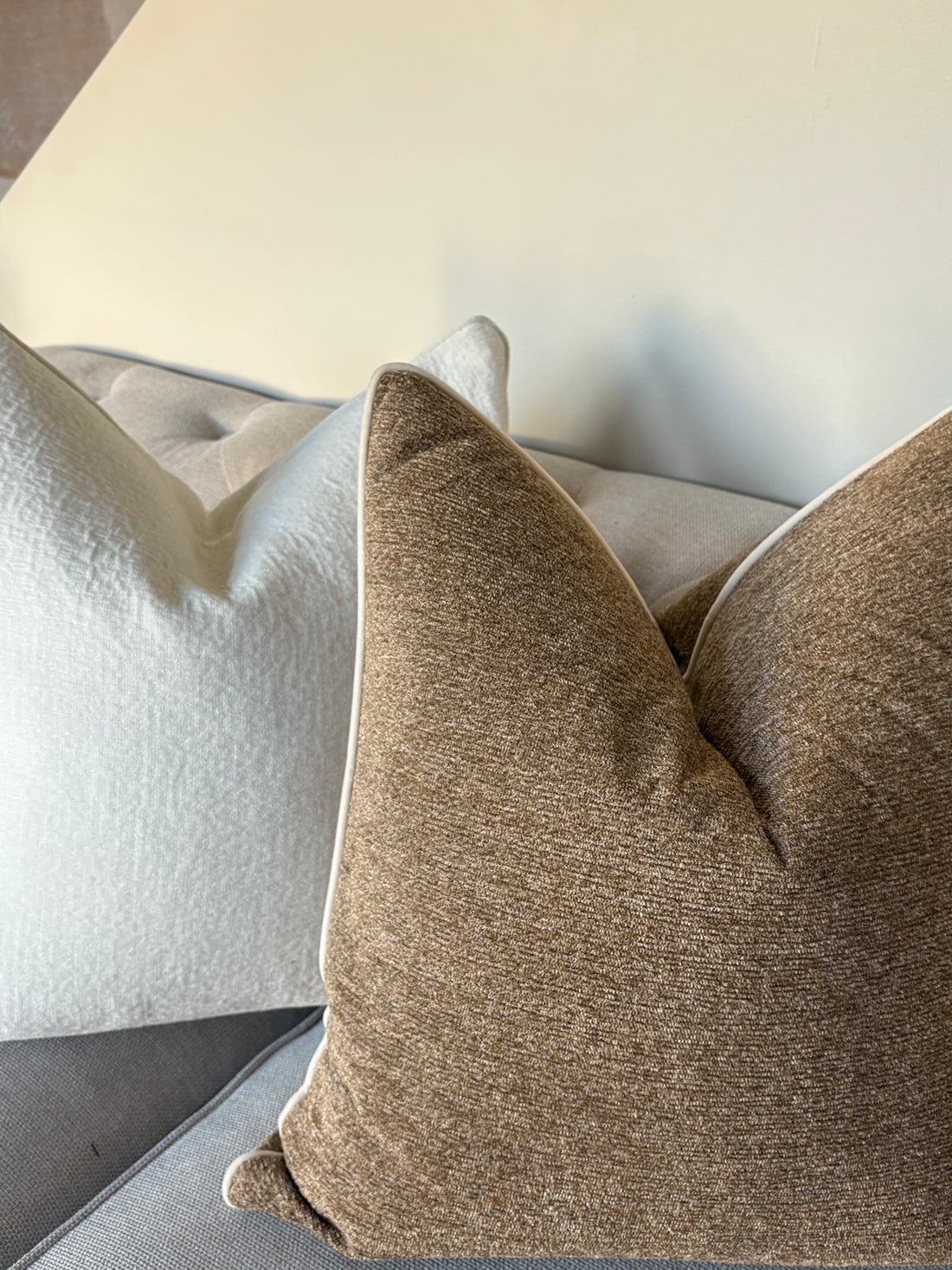 Brown Cushion with Neutral Piping