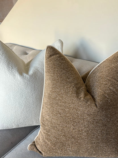 Brown Cushion with Neutral Piping