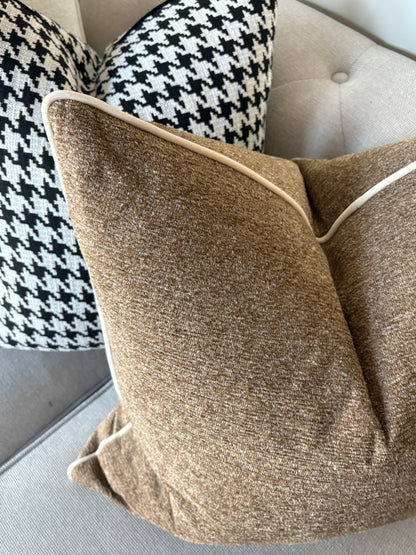 Brown Cushion with Neutral Piping