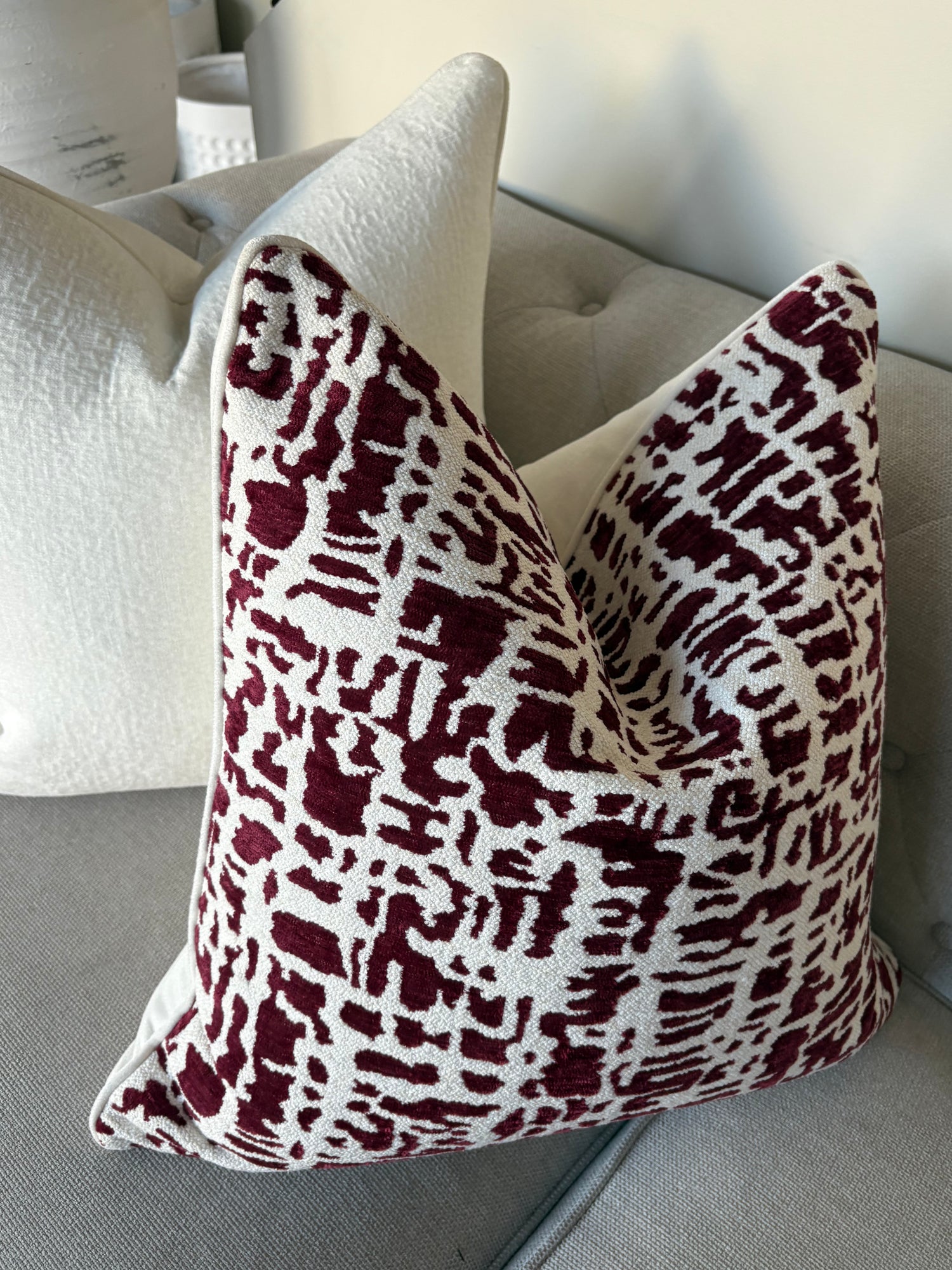Burgundy Patterned Cushion