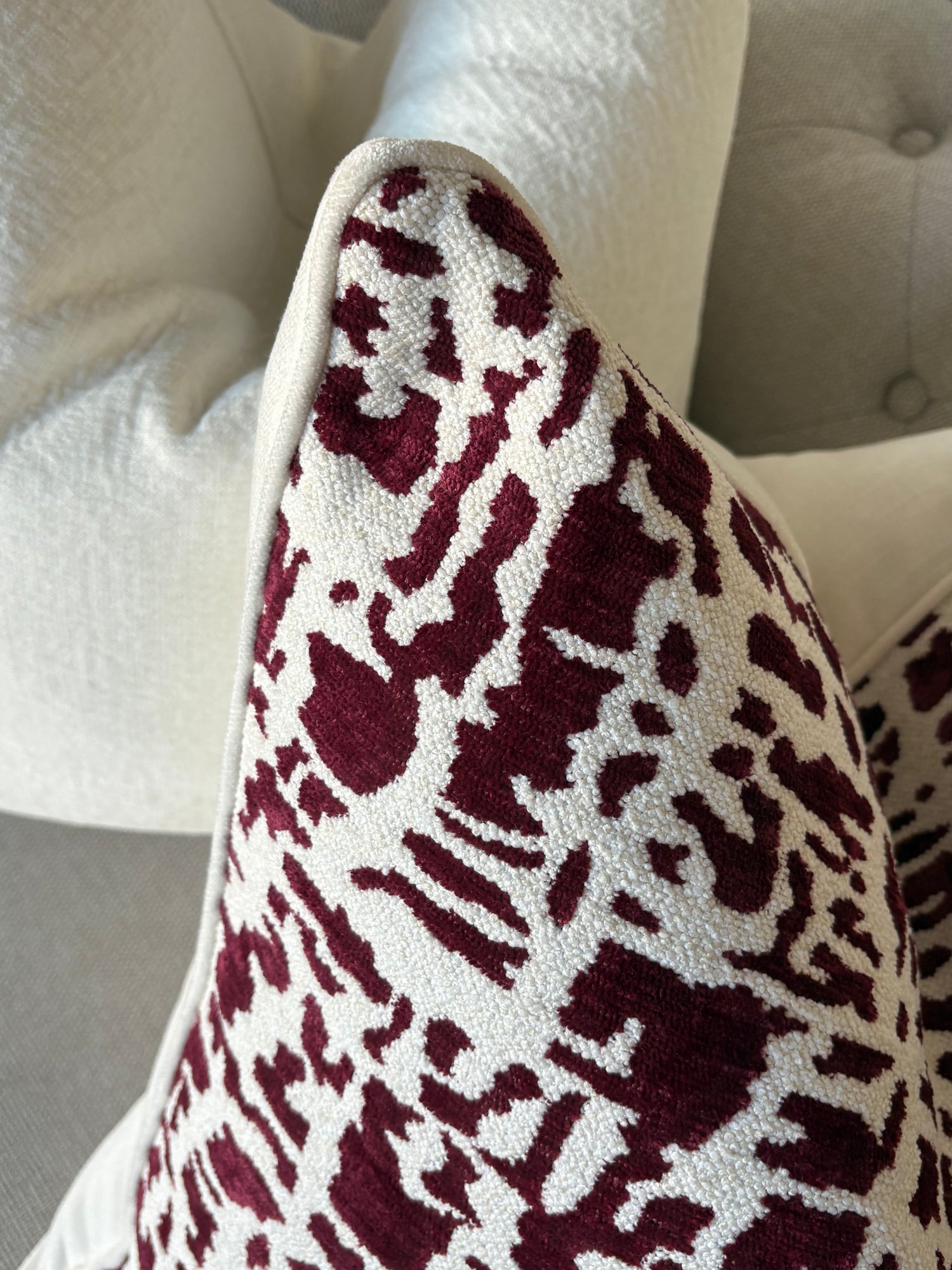 Burgundy Patterned Cushion