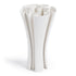 A white, contemporary ceramic vase with a narrow base and elegantly flared top, designed for holding flowers.