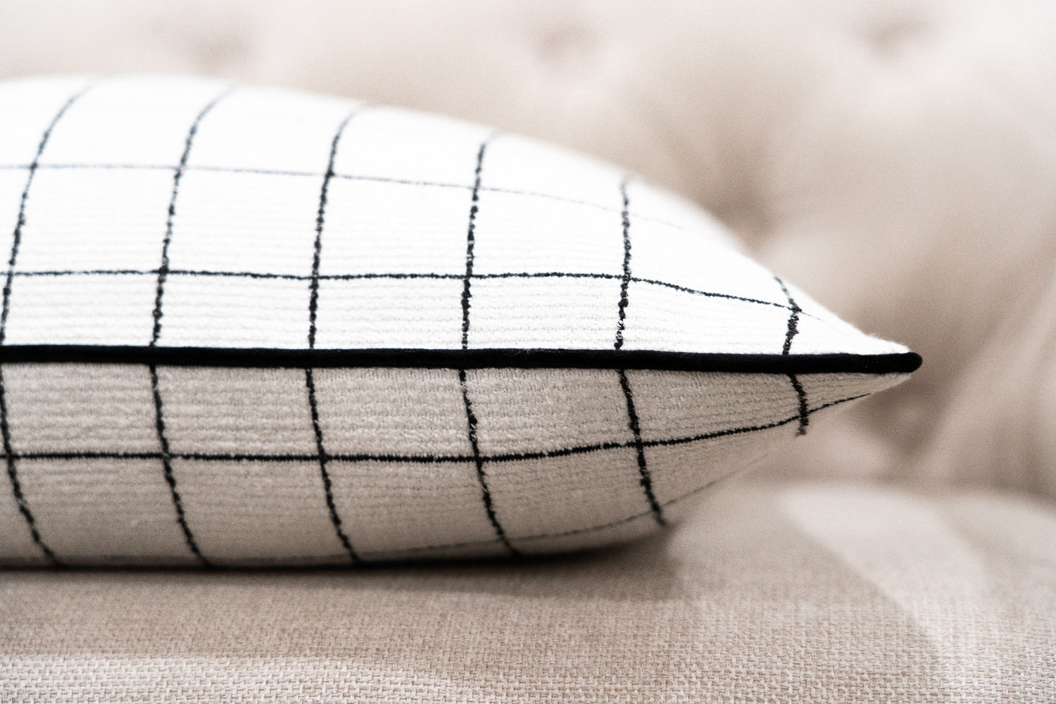 Black &amp; White Grid Cushion Cover