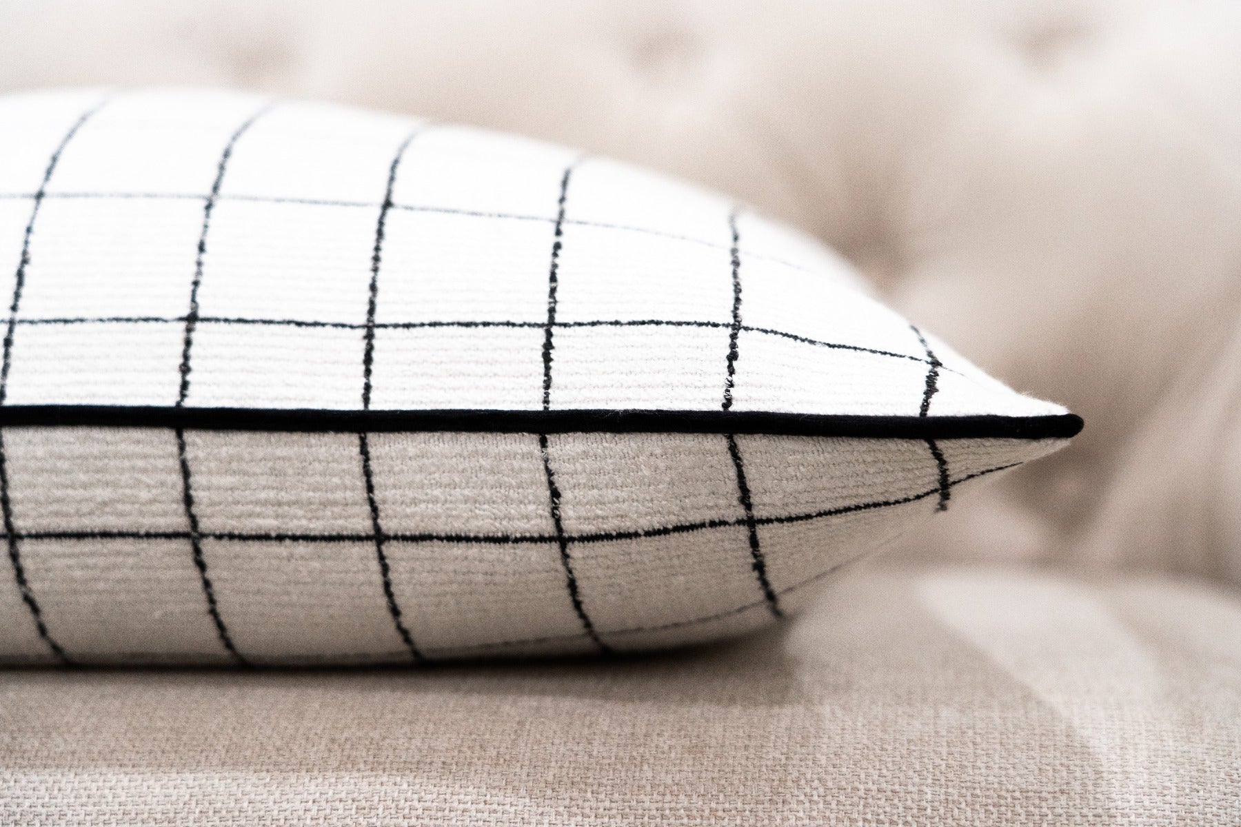 Black &amp; White Grid Cushion Cover