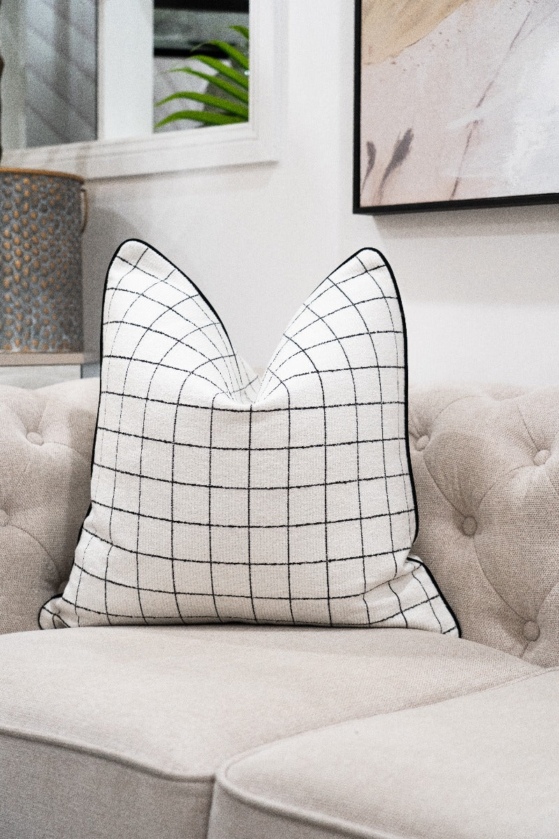 Black &amp; White Grid Cushion Cover