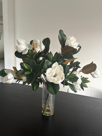 Real-touch magnolia arrangement for home décor
