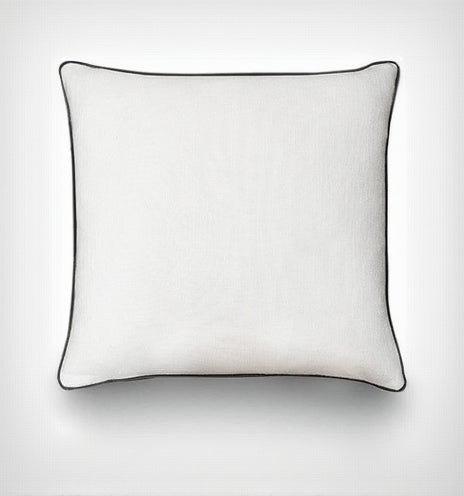 White linen Plush Cushion with Duck Feather Insert Black Piping