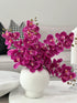 Xena artificial orchid arrangement with real touch magenta blooms in white vase – Fleurs D’Amour