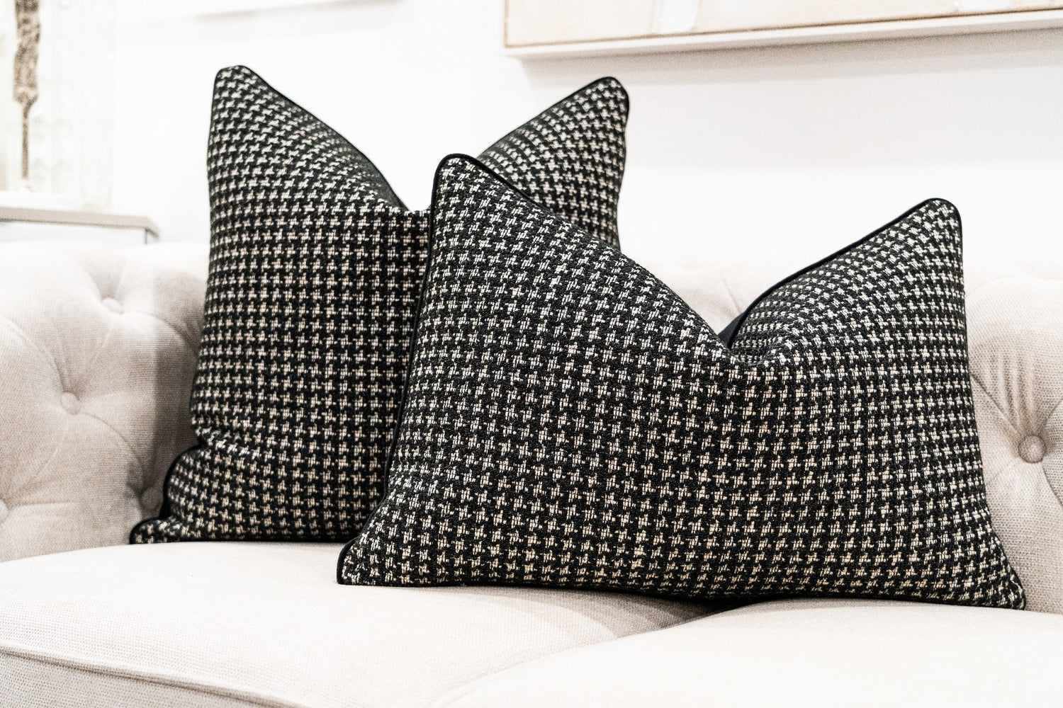 Black &amp; White Patterned Cushion Cover